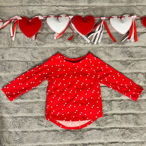 Cat & Jack Other - Cat & Jack 18 Months Long Sleeve Red Shirt With White
Hearts, Valentine’s Day